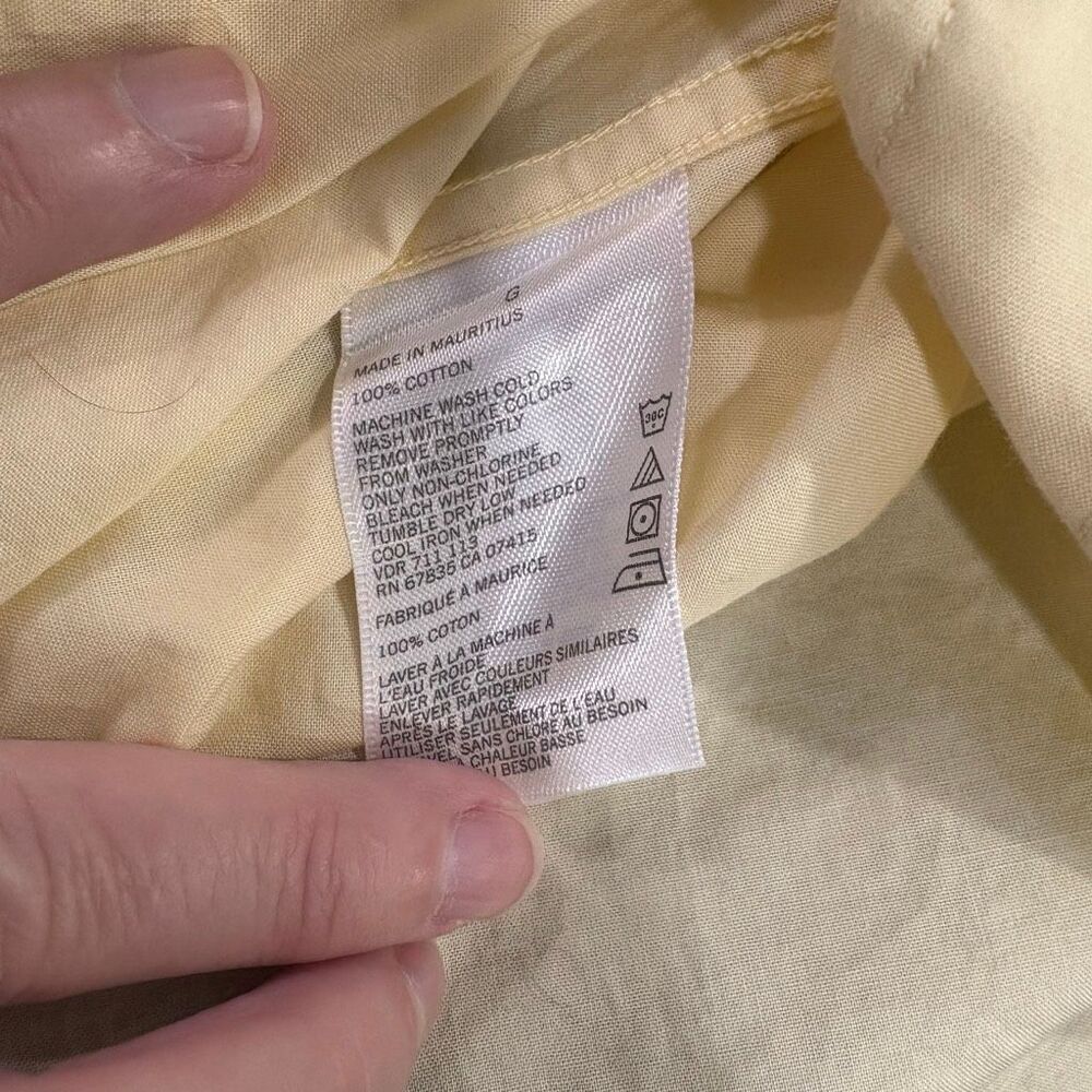 Nautica Men’s Light Yellow Button-Down Shirt Large A Bit Trimmer 100% Cotton Cas - Picture 7 of 8